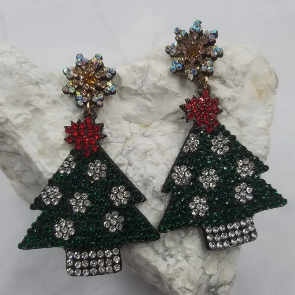 Crystal Christmas Tree Earrings